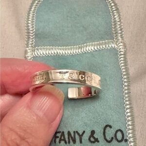 Single Tiffany & Co Sterling 1837 Collection 28mm Narrow Medium Hoop Earring - A